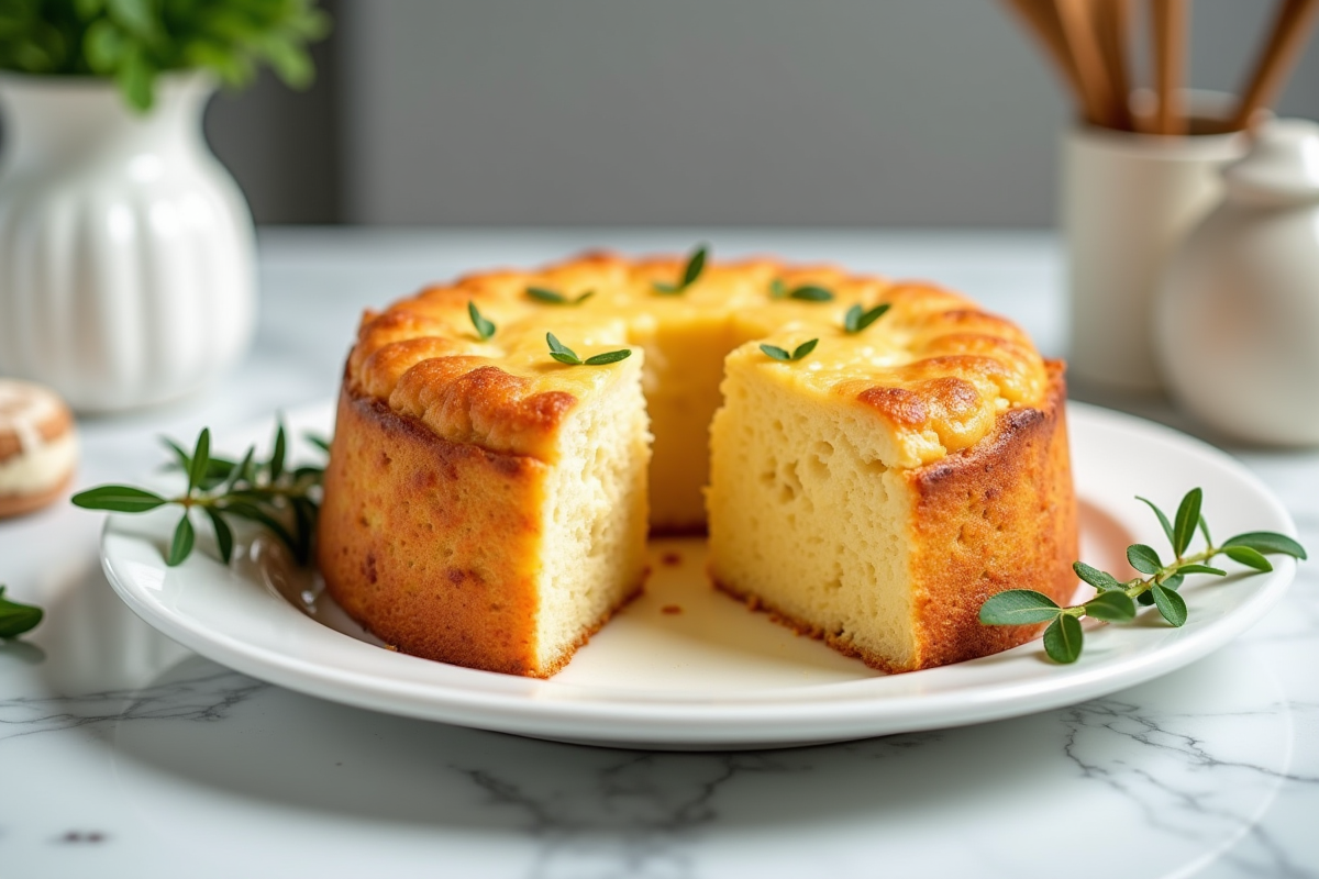 Partage de cake de chorizo et chèvre avec herbes fraîches