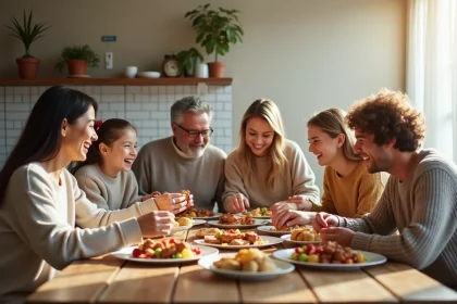 Famille multigenerale partageant un brunch convivial